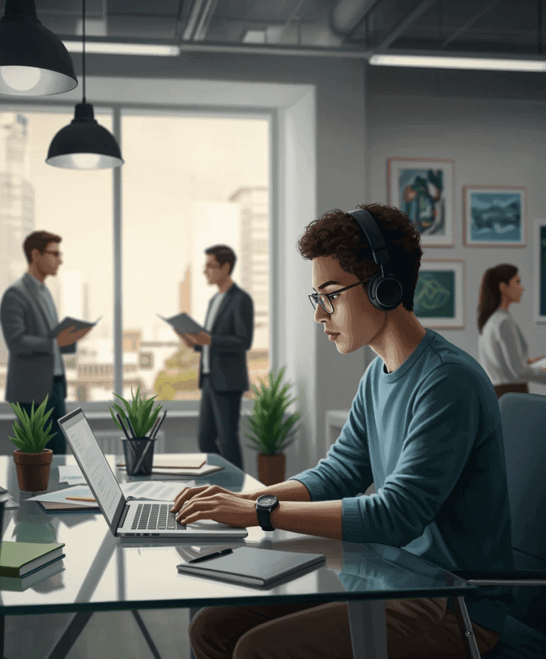 Professional reviewing financial charts and documents at a modern desk, representing personal finance, budgeting, investing, and wealth-building strategies.